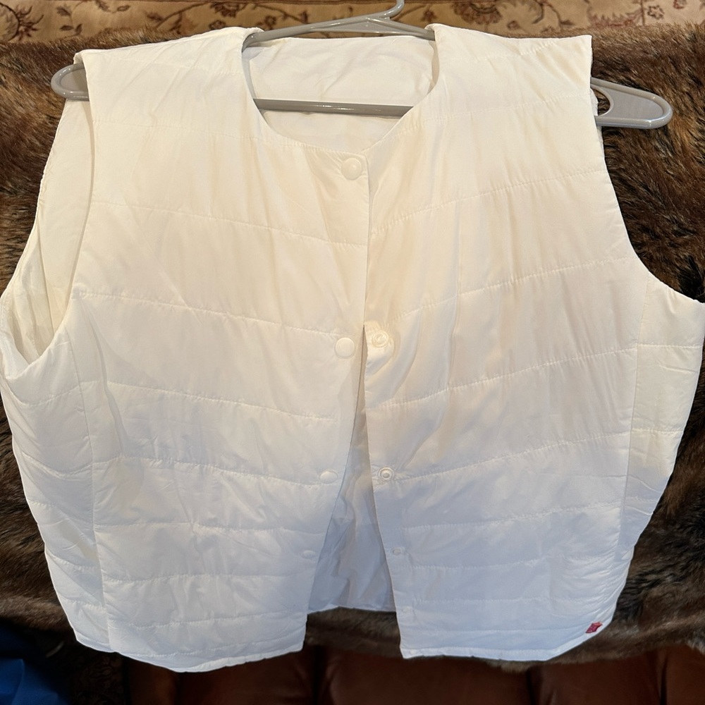 Women’s white small down jacket by Warmii with heating elements